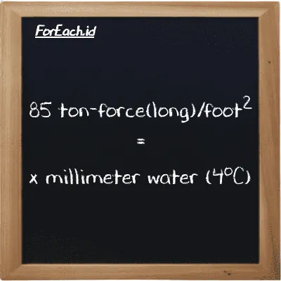 1 ton-force(long)/foot<sup>2</sup> is equivalent to 10937 millimeter water (4<sup>o</sup>C) (1 LT f/ft<sup>2</sup> is equivalent to 10937 mmH2O)